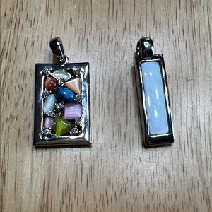 Silver and Multicolor Pendant Set
